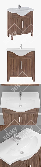 Modern Lava Walnut Freestanding Vanity Unit 3D model image 2