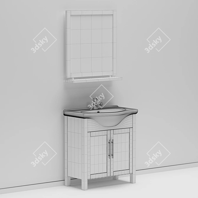 Modern Lava Walnut Freestanding Vanity Unit 3D model image 3