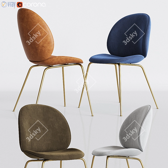 Gubi Beetle Velvet Dining Chair 3D model image 1