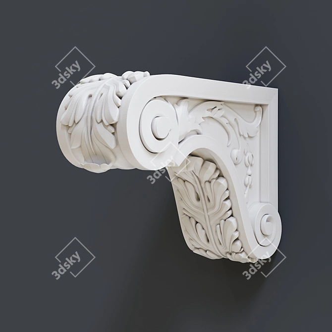 Carved Bracket: Elegant Wall Decor 3D model image 1