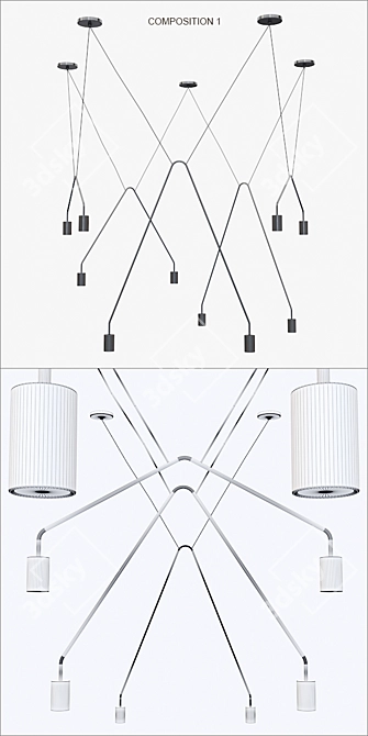 Modern Chaos Pendant Lighting 3D model image 2