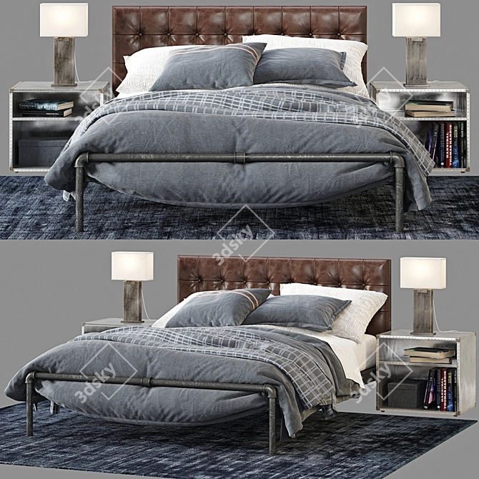 Modern RH Finlay Platform Bed 3D model image 1