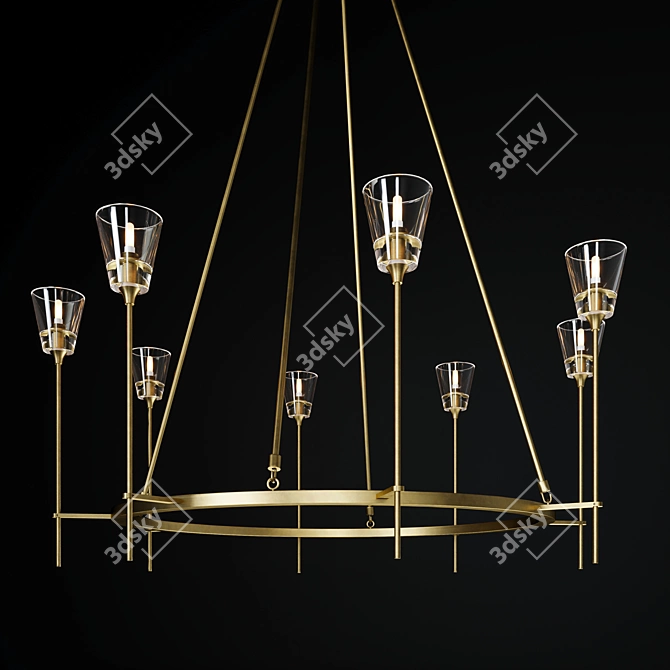 Elegant Glass Torch Chandelier 3D model image 1