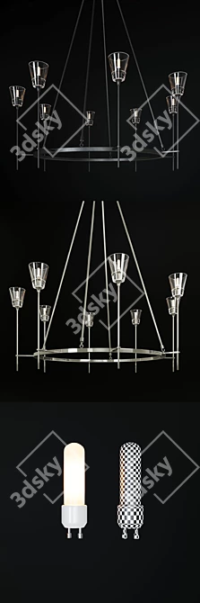 Elegant Glass Torch Chandelier 3D model image 3