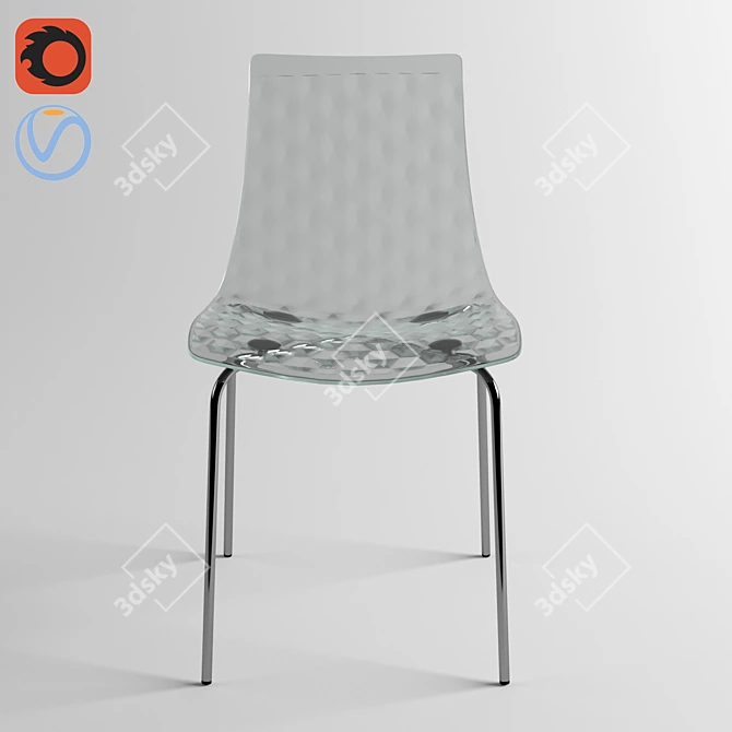 Title: Gauzy Chrome Plastic Chair 3D model image 1