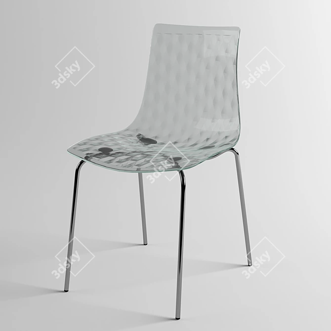 Title: Gauzy Chrome Plastic Chair 3D model image 2