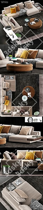 Modern White Sofa by Minotti 3D model image 2