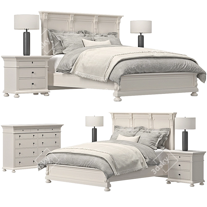 Elegant St. James Panel Bed 3D model image 1