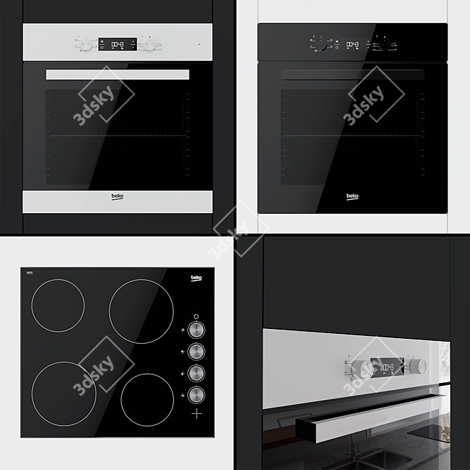 Beko BIF22300B, BIF22300W Ovens and CIHV21 Hob: The Perfect Kitchen Combo 3D model image 1