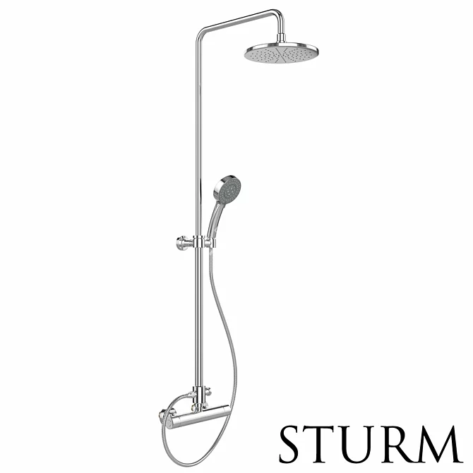 STURM Air Shower Set: Thermostat, Overhead Shower, Hand Shower 3D model image 1