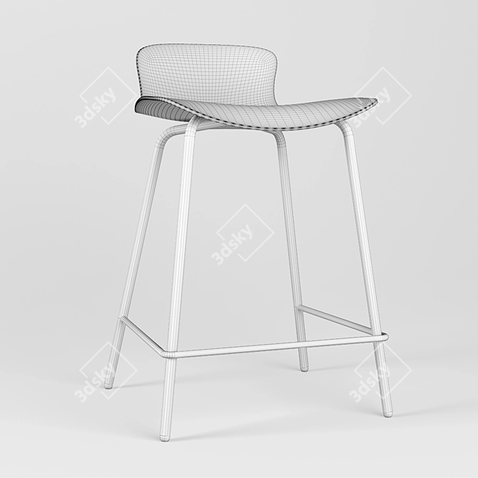 Modern Walnut Counter Stool 3D model image 3