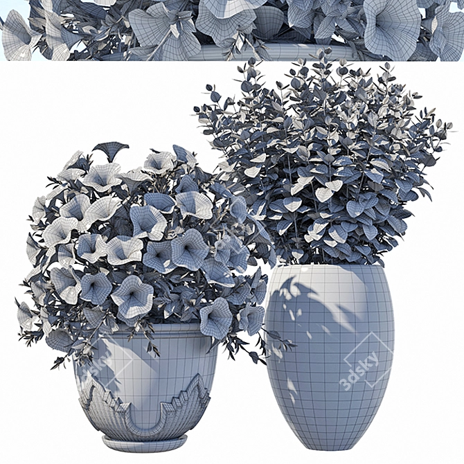 Vibrant Petunia Bushes 3D model image 3