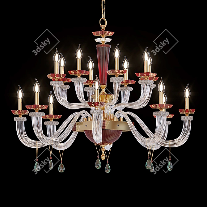 Euroluce Museum L8+4+4 Chandelier: Elegant Lighting Solution 3D model image 1