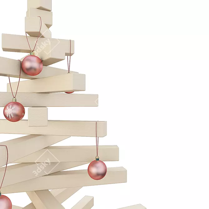 Wooden Christmas Tree: Organic Holiday Decor 3D model image 2