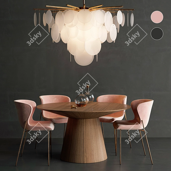 Elegant Pipe Dining Set 3D model image 1