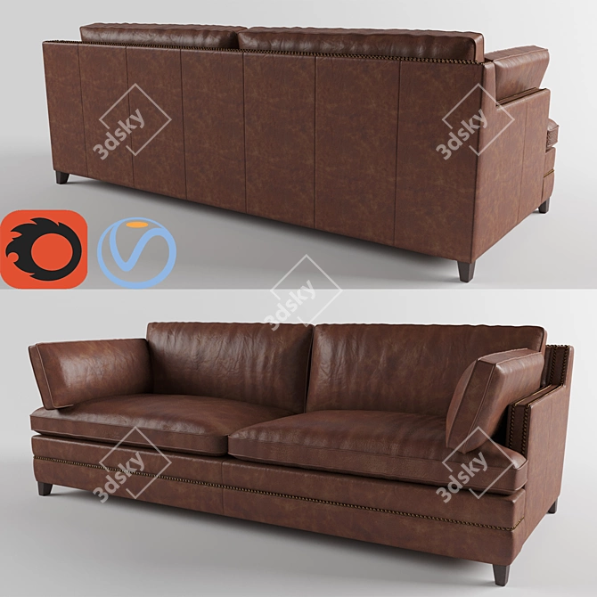 Elegant Leather Sofa 3D model image 1