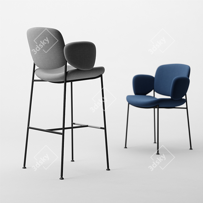 Modern Comfort: Arrmet Macka Armchair & Stool 3D model image 1