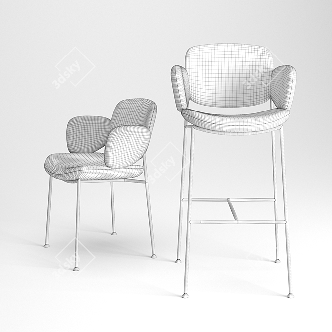 Modern Comfort: Arrmet Macka Armchair & Stool 3D model image 3