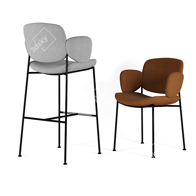 Modern Comfort: Arrmet Macka Armchair & Stool 3D model image 9