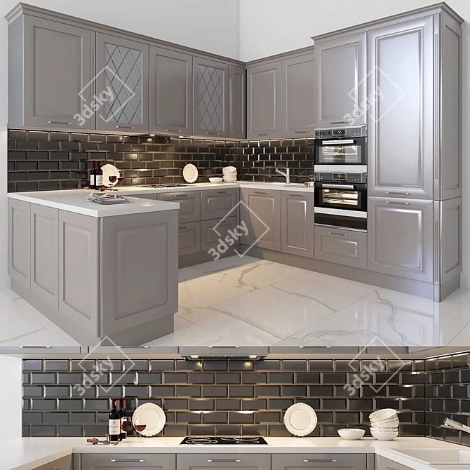 Modern Classic Kitchen Set - Evita Iolanta 3D model image 1