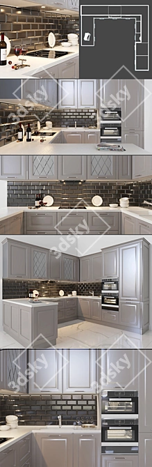 Modern Classic Kitchen Set - Evita Iolanta 3D model image 2