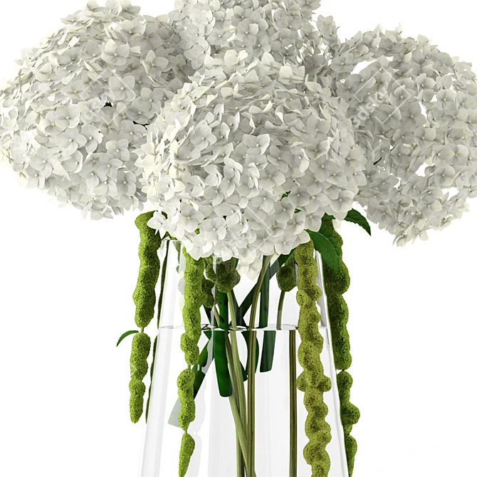 Realistic Amaranthus and Hydrangea in Enchasse Vase 3D model image 2