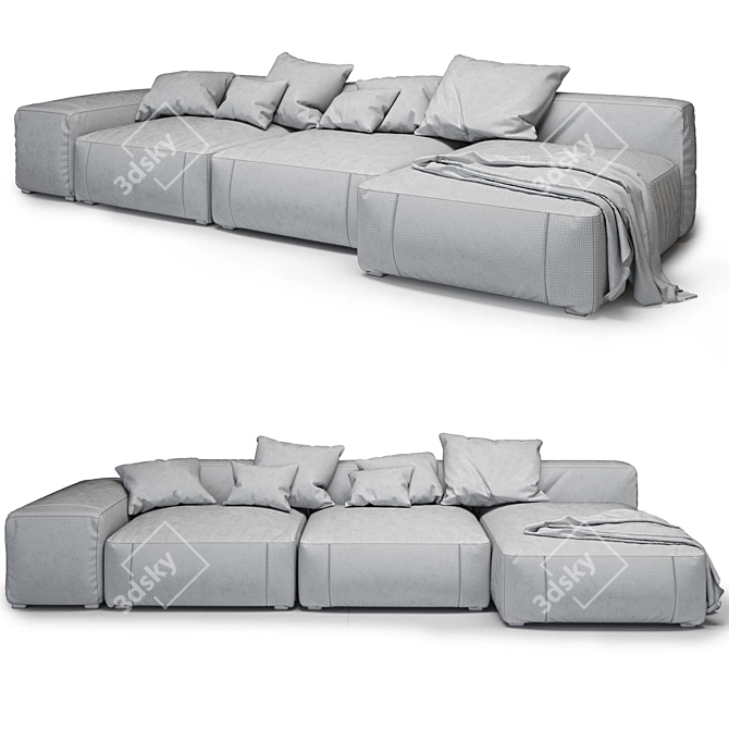 Blo Us Metal Sofa: Stylish Comfort 3D model image 3