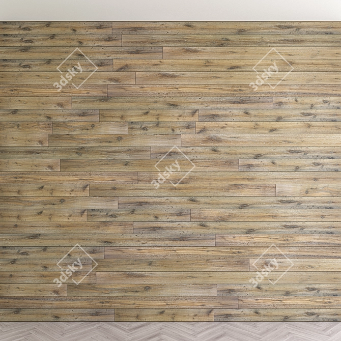 3D Wood Panel Wall: Unique Textures 3D model image 1