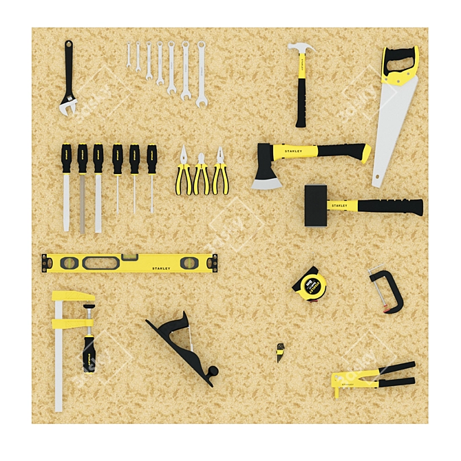 Stanley Tool Set: Hammer, Screwdrivers, Clamps & More 3D model image 2