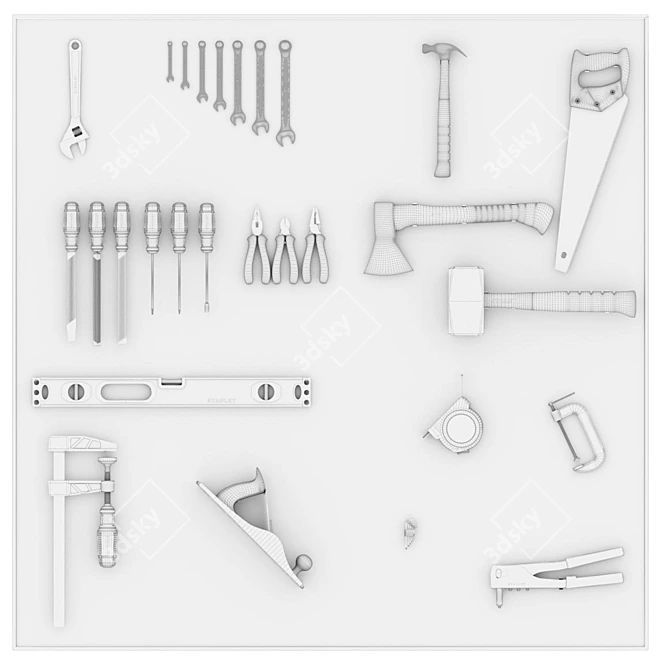 Stanley Tool Set: Hammer, Screwdrivers, Clamps & More 3D model image 3