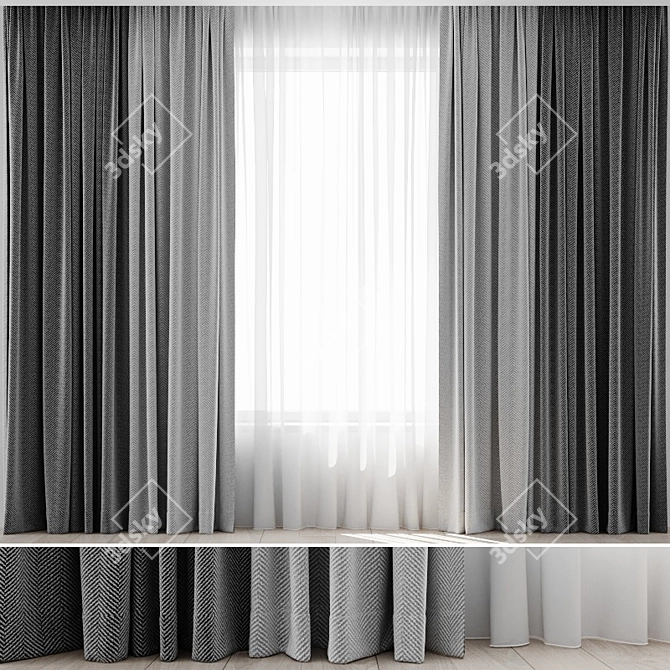 Elegant Curtain Set 3D model image 1