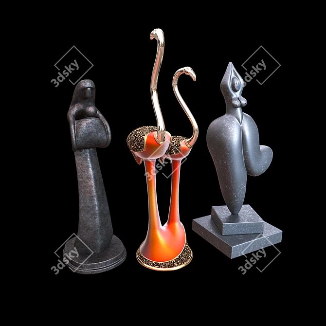 Elegant Decorative Figurines Set 3D model image 1