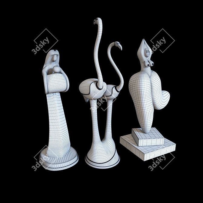 Elegant Decorative Figurines Set 3D model image 2