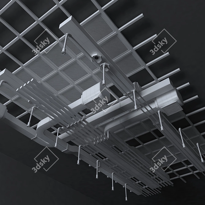 Industrial Pipe Ceiling Fixture 3D model image 3