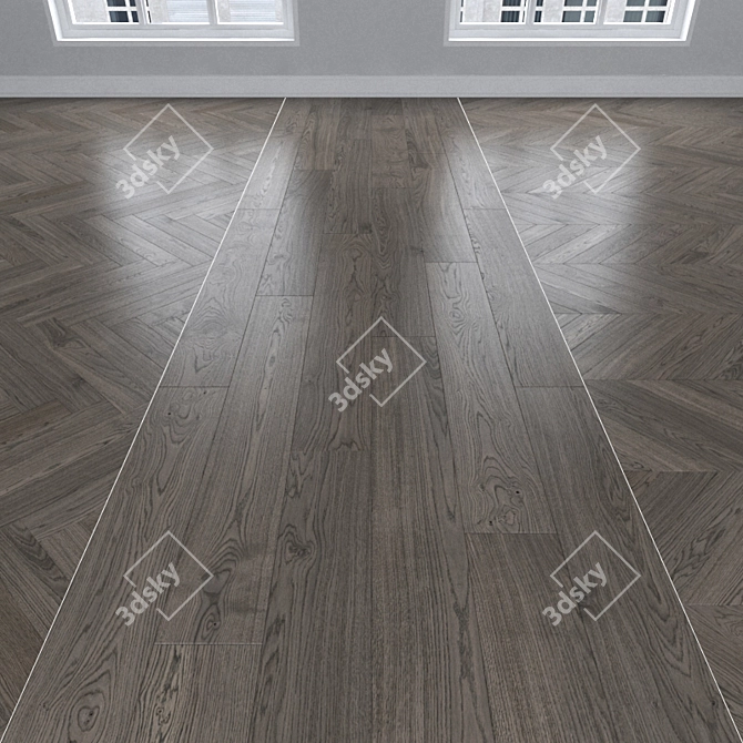  3 Types of Parquet Oak: Herringbone, Linear & Chevron 3D model image 1