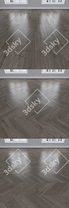  3 Types of Parquet Oak: Herringbone, Linear & Chevron 3D model image 2