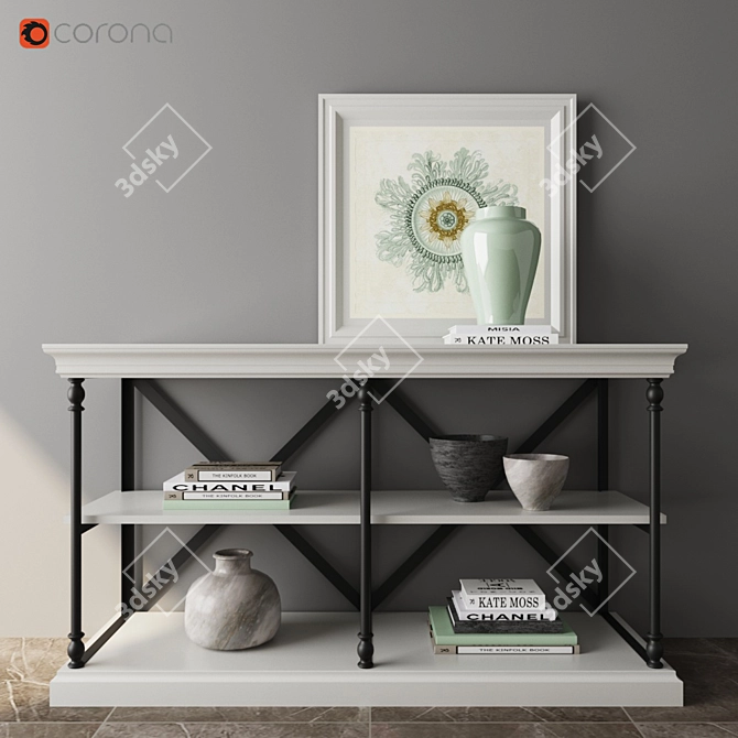 Elegant Parisian Cornice Console 3D model image 1
