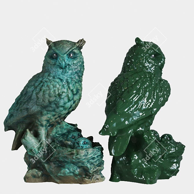 Sculpted Owl Garden Decor 3D model image 2