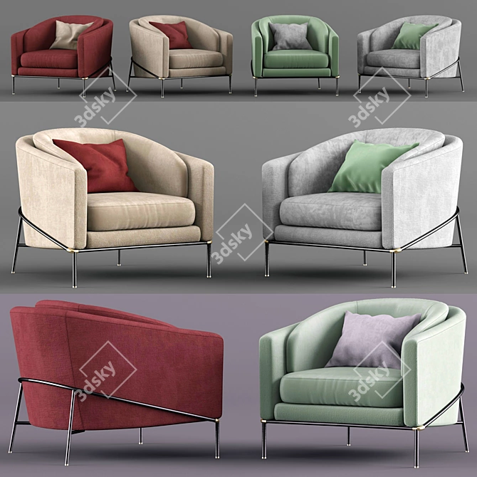 Elegant Minotti FIL NOIR Sofa 3D model image 1