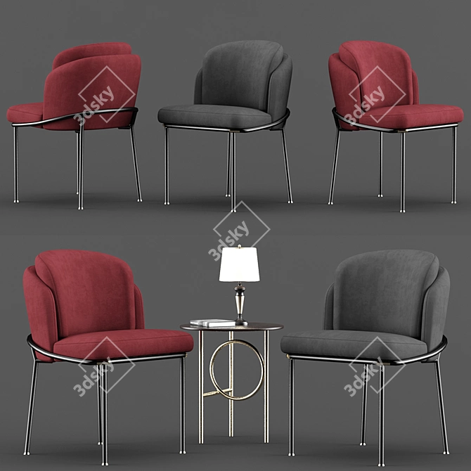 Elegant Fil Noir Chair Set 3D model image 1