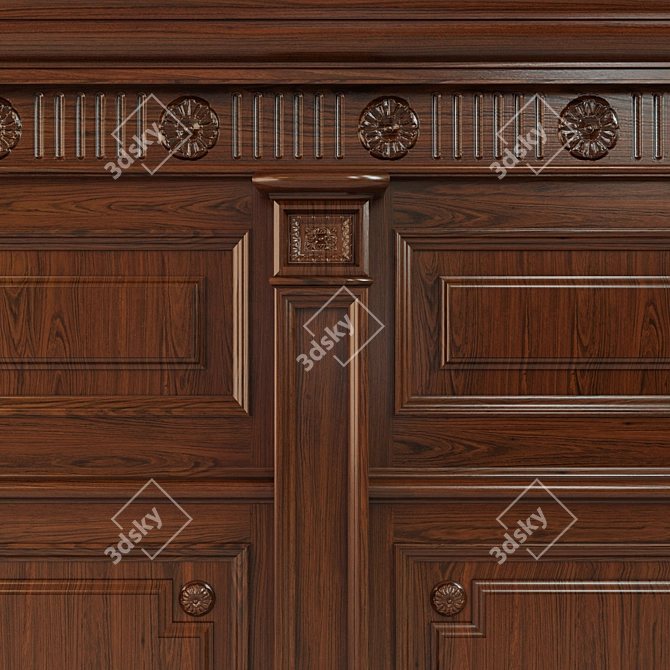 Classic Wood Panels 1313 3D model image 2