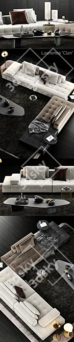 Minotti Lawrence Clan Sofa: Modern Elegance for Your Living Space 3D model image 3