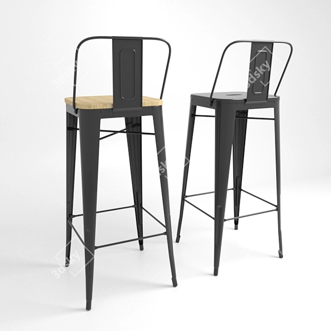 Modern Tolix Bar Stool 3D model image 2