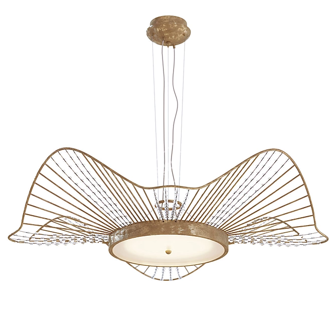 Golden Crystal Ripple Pendant Light 3D model image 1