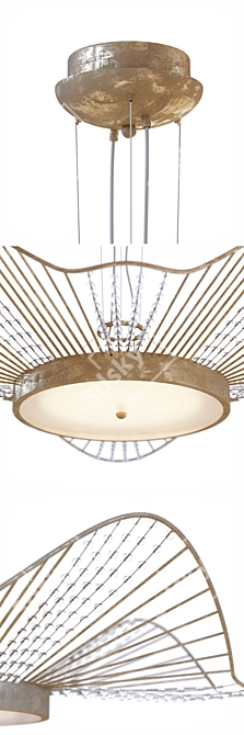 Golden Crystal Ripple Pendant Light 3D model image 2