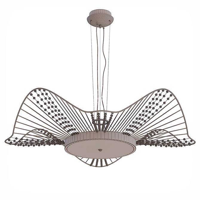 Golden Crystal Ripple Pendant Light 3D model image 3