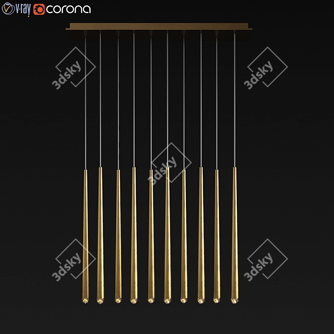 Minimalist Brass Chandelier | Aquitaine Linear | Restoration Hardware 3D model image 1