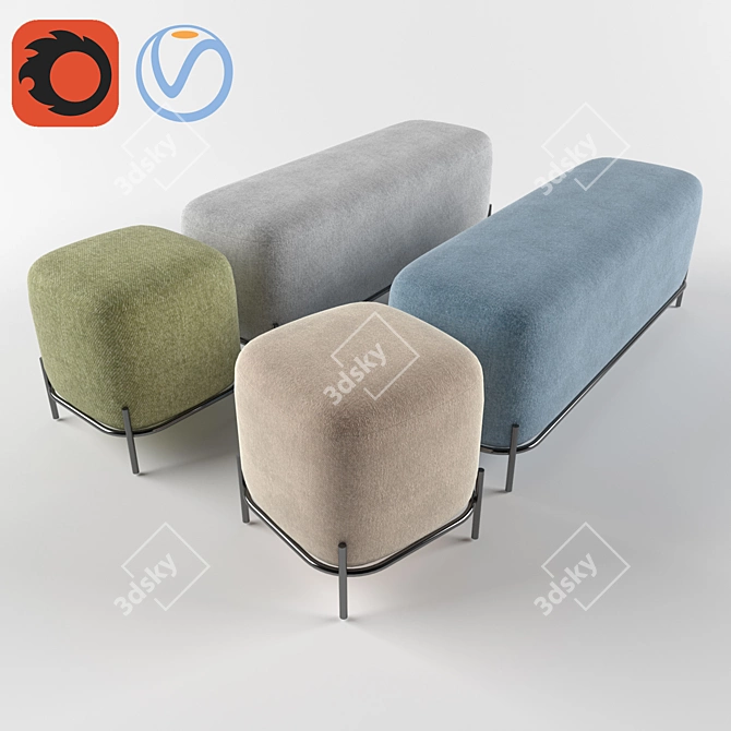 Soft Pawai Poufs - Set of 2 3D model image 1