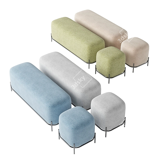 Soft Pawai Poufs - Set of 2 3D model image 4