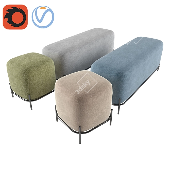 Soft Pawai Poufs - Set of 2 3D model image 6